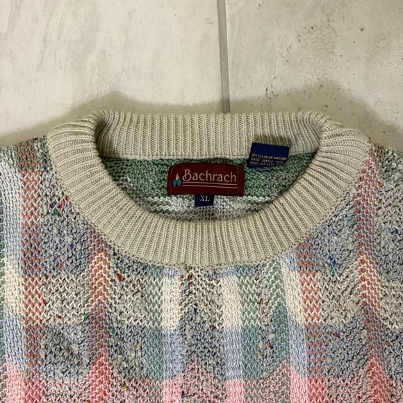 Bachrach Pastel Plaid Crewneck Sweater - Picture 2 of 3